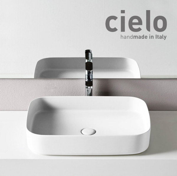 раковина cielo shui comfort shcolar60 накладная, 60x40 см, белая