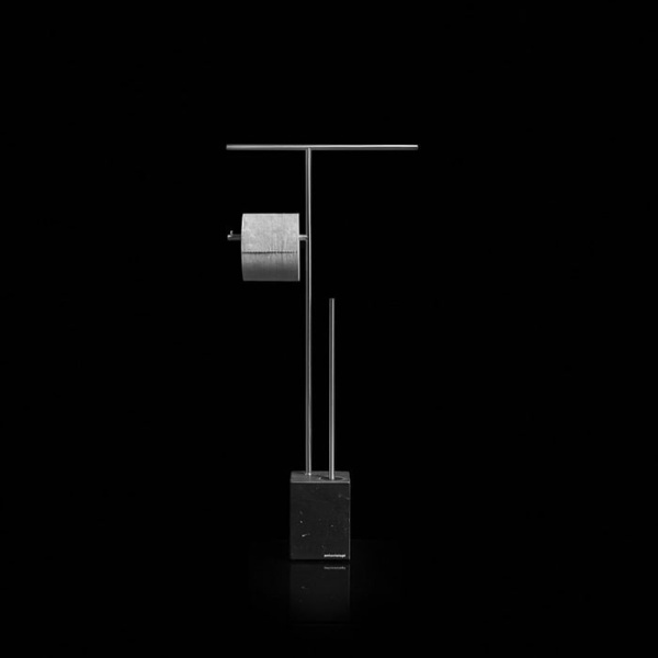 Напольная стойка Antonio Lupi Biviocombi BIVIOCOMBI2.8/steel.nero marquinia сатин/черный мрамор