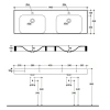 раковина kerasan cento 353601 полувстраиваемая, 140x45 см, двойная, цвет белая