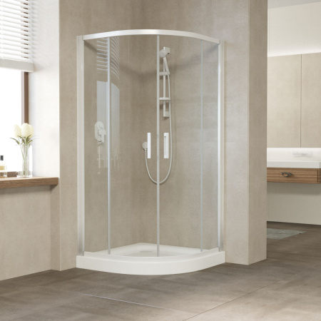 душевой уголок vegas glass zs 120 01 01 профиль белый, стекло прозрачное