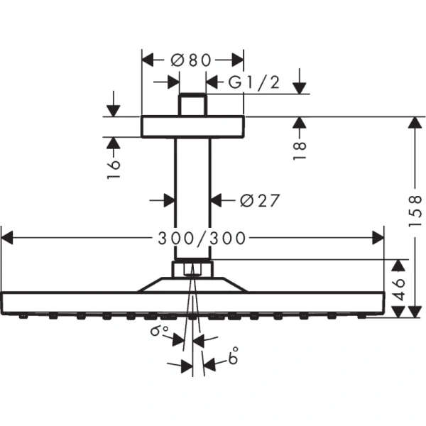 верхний душ hansgrohe raindance e 300 1jet 26250700