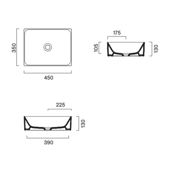 раковина catalano premium 45x35 0222450021 белый матовый
