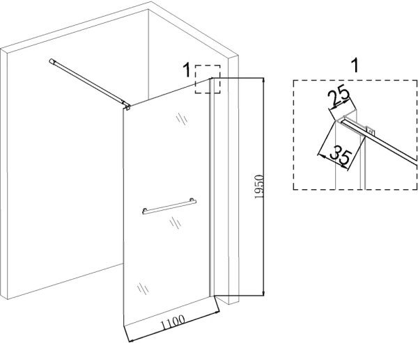 душевая перегородка niagara nova 110 ng-641-11gold профиль золото, стекло прозрачное
