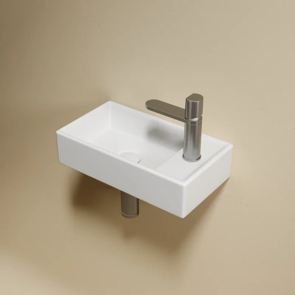 раковина ceramicanova element cn6051lmw подвесная, чаша слева, 41.7х21.7 см, белая матовая