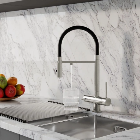 смеситель для кухни iddis ace acebnffi05 сатин, с гибким изливом