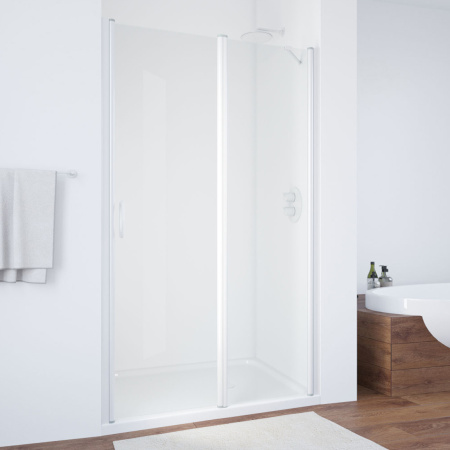 Дверь для душевой кабины в нишу Vegas Glass EP-F-1 100 01 01 профиль белый, стекло прозрачное
