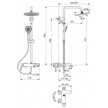 душевая система ideal standard eco evo b2267aa хром