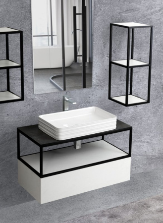 консоль под раковину cezares cadro 80 cadro-80/46/30-1c-so-met-st черная матовая