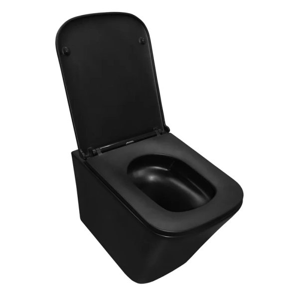 унитаз azario teramo az-0052-uq1mb подвесной, безободковый, с сиденьем микролифт, слив "торнадо", 49х34х35 см, черный матовый