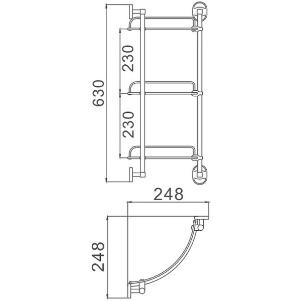 Стеклянная полка Haiba HB1907-3 угловая цвет хром