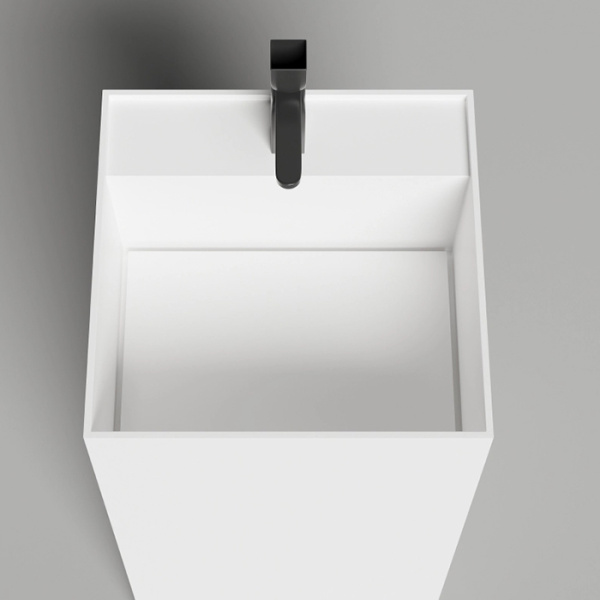 salini salini armonia square top раковина напольная 45х45х90см, слив в стену, выпуск d 503, сифон, декоративная накл. , мат-л: s-sence, цвет: белый глянцевый