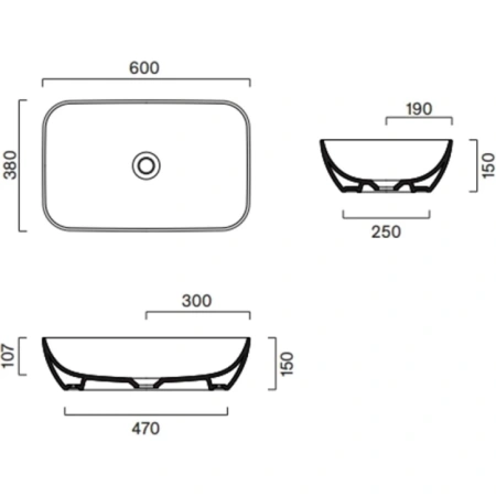 раковина-чаша catalano green 0422610001 60x38 см, накладная, белый глянец
