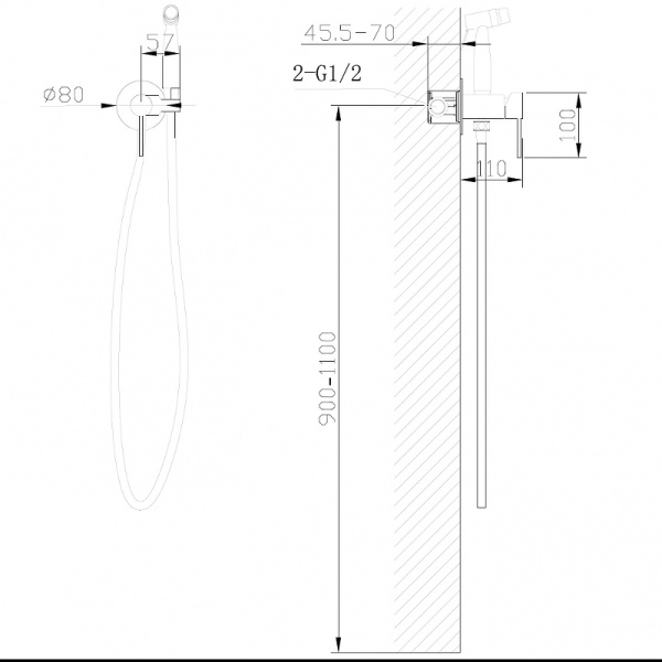 гигиенический комплект abber wasser kreis af8125b, черный матовый