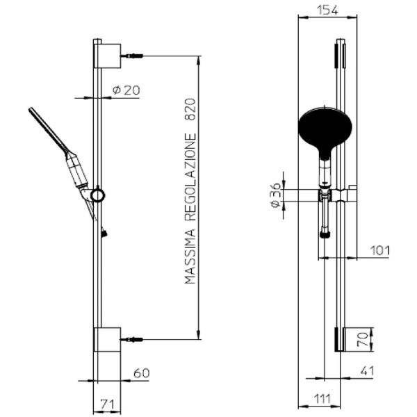 душевой гарнитур bossini apice da5059-n.073 черный матовый