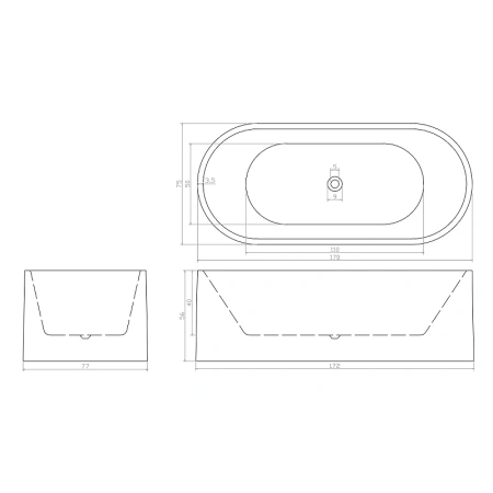 акриловая ванна cerutti spa ceza's 170x75 сt9330 без гидромассажа