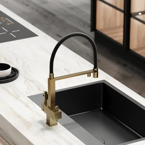 смеситель для кухни sancos moro sc4006bg золото брашированное черный