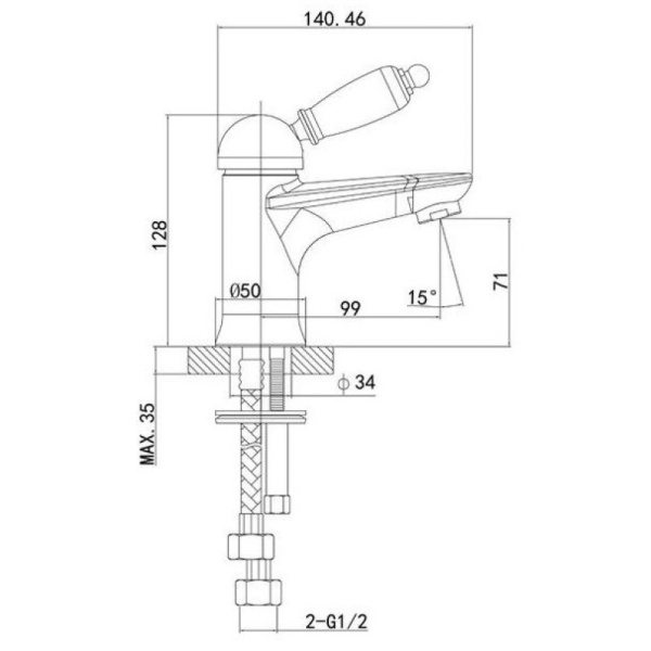 смеситель для раковины с донным клапаном caprigo adria uno black edition 02b-522-vot