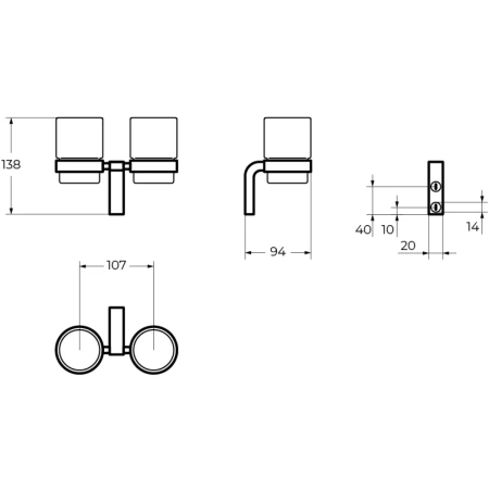 стакан для зубных щеток cezares ultima czr-f-8930a двойной хром