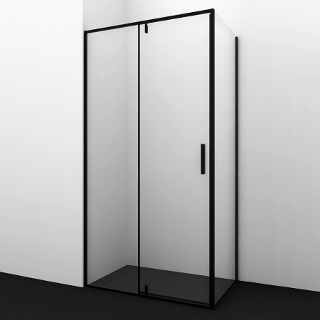 душевой уголок wasserkraft elbe 90×90 74p03 профиль черный матовый, стекло прозрачное