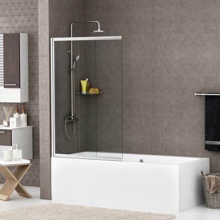 шторка на ванну wasserkraft main 80 41s02-80 профиль хром, стекло прозрачное