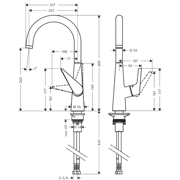 смеситель для кухни hansgrohe talis m51 72816800