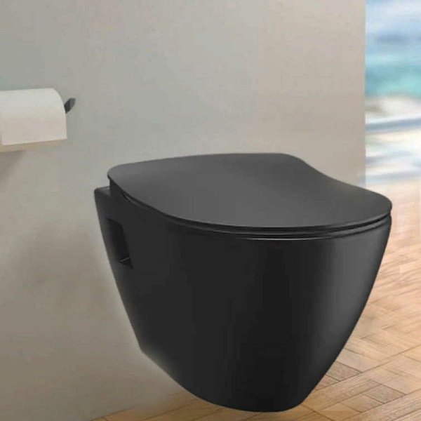 унитаз подвесной creavit tp325-11sm00e-0000 без сиденья, черный матовый