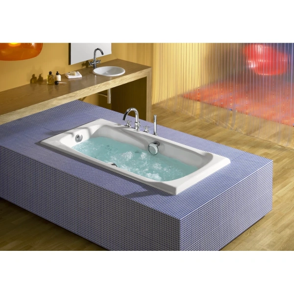 ванна чугунная roca ming set/2302g000r/291120001/150412330 170x85 см, с ручками, антискользящим покрытием, белый