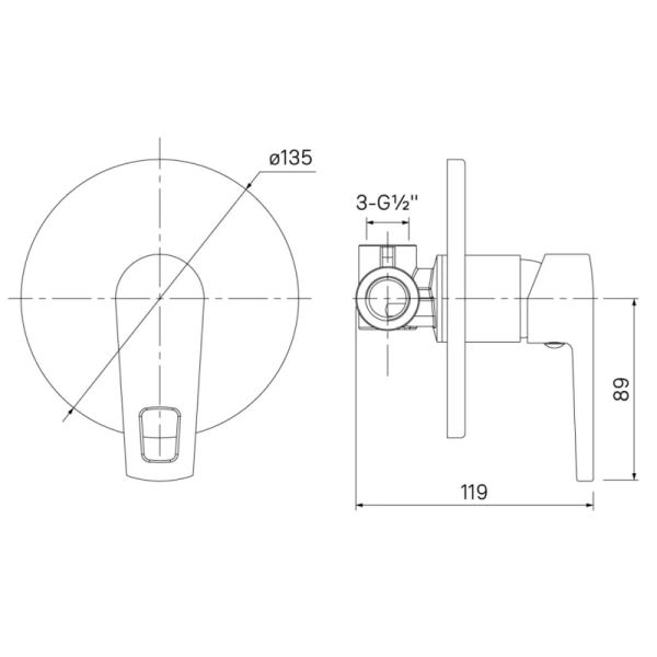 смеситель для душа iddis runo runsb00i66 с внутренней частью,