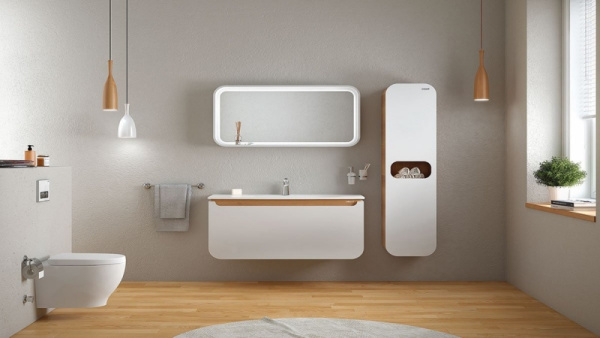 тумба с раковиной creavit pion 120 pn0120.01.bdm+dp120 подвесная белая дуб