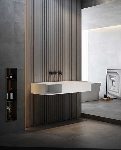 раковина abber stein 120 l as2640-1.2 l белая матовая