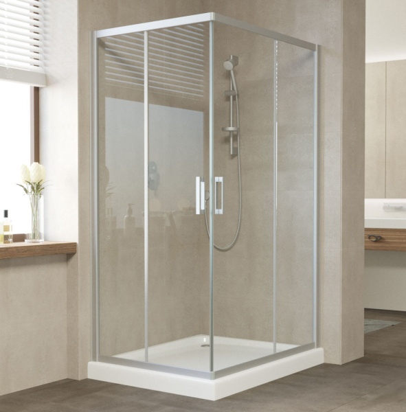 душевой уголок vegas glass za-f 100*80 07 01 профиль матовый хром, стекло прозрачное