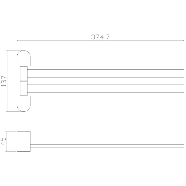 Полотенцедержатель Wonzon & Woghand Carbon WW-7731 37,4 см, поворотный, двойной, черный матовый