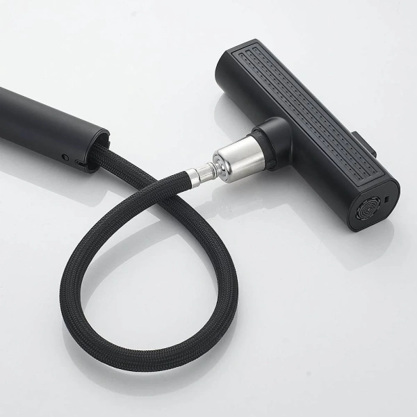 смеситель для кухни shevanik s263h с выдвижным изливом, черный матовый