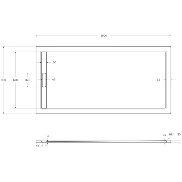 душевой поддон из литого мрамора 160x80 cezares tray-as-ah-160/80-30-w