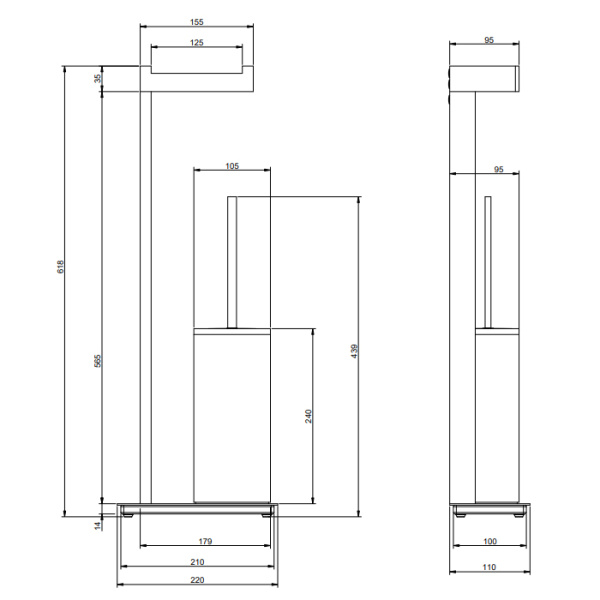 Gessi Inverso Accessories Стойка с держателем т/б и Ёршик для унитазаом белым, напольная, Warm Bronze Br PVD