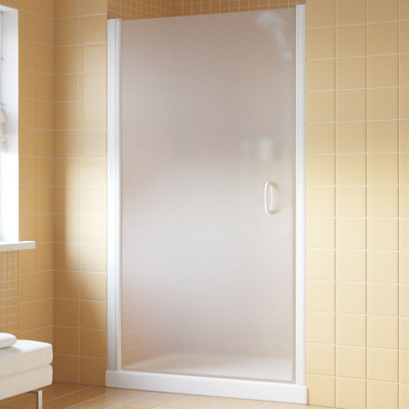 Дверь для душевой кабины в нишу Vegas Glass EPux 95 01 10 профиль белый, стекло сатин