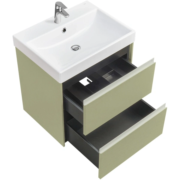 тумба под раковину roca ona zru9307859 58,5 см, подвесная, оливковый матовый