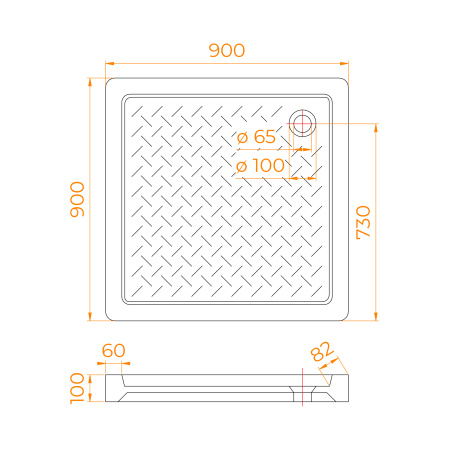 душевой поддон rgw cer cr b 19170199-04 керамический, 90×90 см, черный