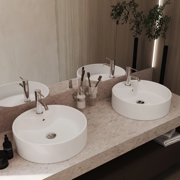 раковина aqueduto espiral esp0610 накладная, круглая, с 1 отв., ø46xh15.5 см, белый