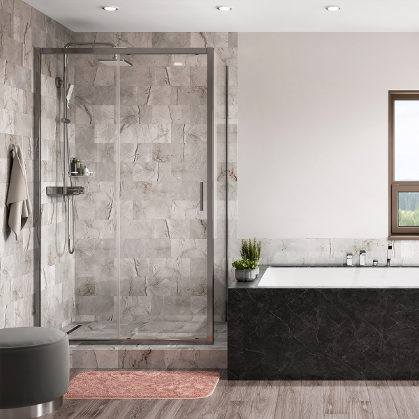 душевой уголок wasserkraft main 130x100 41s34 профиль хром, стекло прозрачное