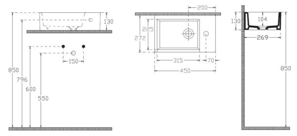 раковина isvea purita 10pl51045sv накладная, 45x27 см, белый