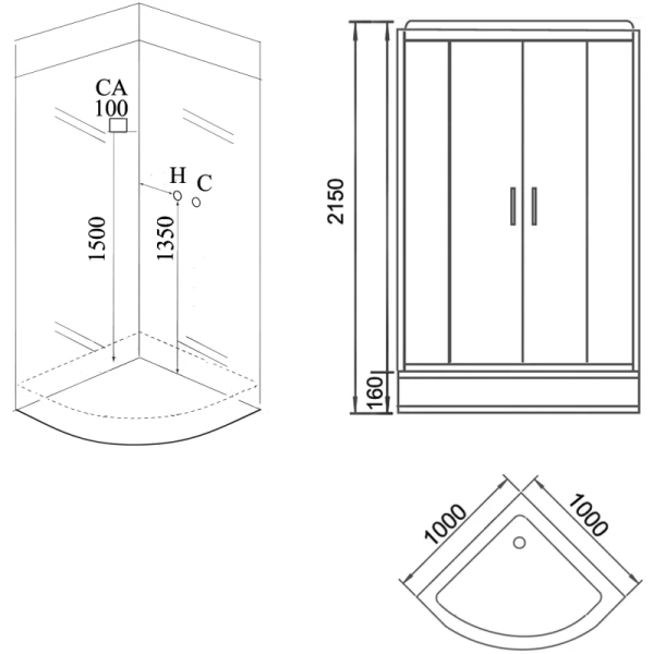 душевая кабина grossman gr-141 100x100 профиль белый стекло прозрачное