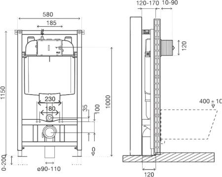 инсталляция для унитаза oli oli 74 olipure 152978 sanitarblock mechanic