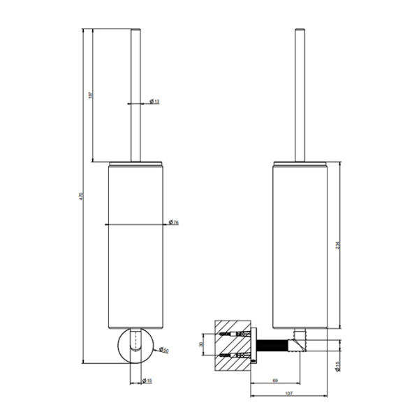 Gessi Ingranaggio Туалетный подвесной, Black Metal Brushed PVD