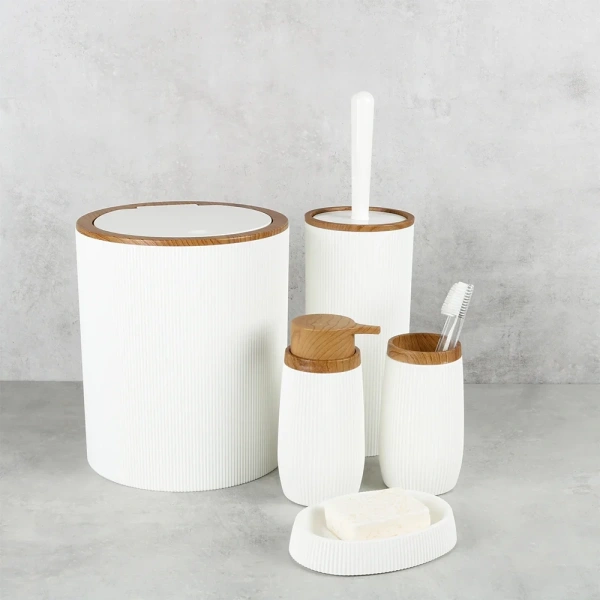 Мусорное ведро Fixsen White Boom FX-412-6 5л, белый/коричневый