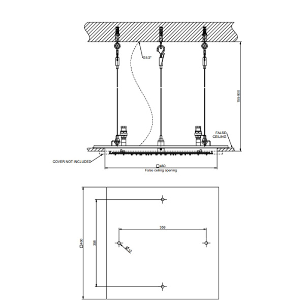 gessi gessi minimali встраиваемая в потолок душевая система 50х50см., с функцией тропический ливень, цвет: mirror steel