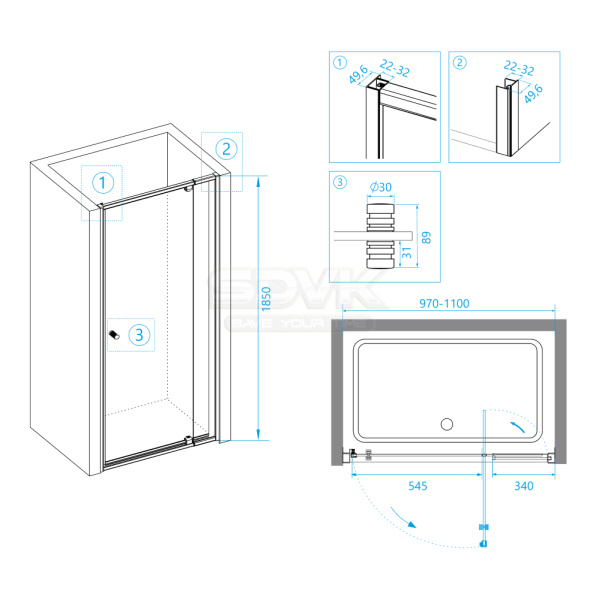душевая дверь rgw passage pa-02b new 120 41080212-014 профиль черный, стекло прозрачное