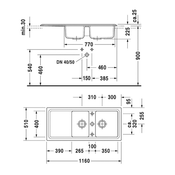 кухонная мойка duravit cassia 7513111900 1160x510, бежевая