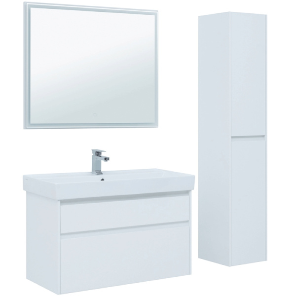 тумба под раковину aquanet nova lite 100 242581 подвесная белая