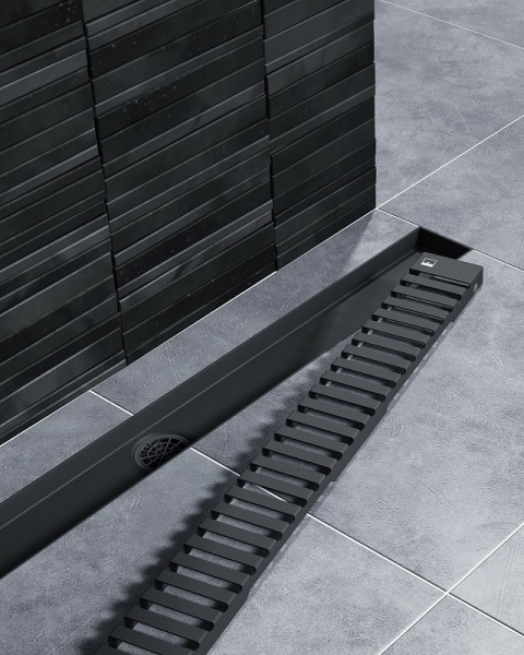 душевой лоток timo drain system 90 ds230109/03 с черной матовой решеткой